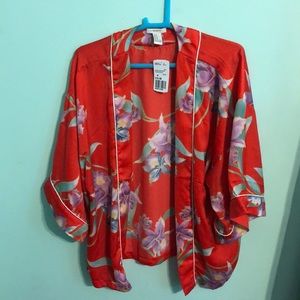 Forever 21 cream/orange kimono / cardigan